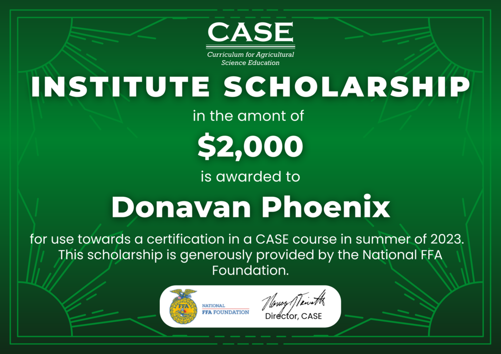 Donavan Phoenix Awarded scholarship 